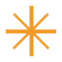 Orange sternförmiges Symbol auf schwarzem Hintergrund